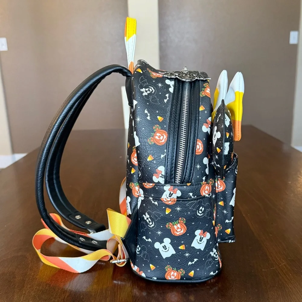 EUC Loungefly Disney Mickey Minnie Spooky Mice Mini Backpack with Ears Headband